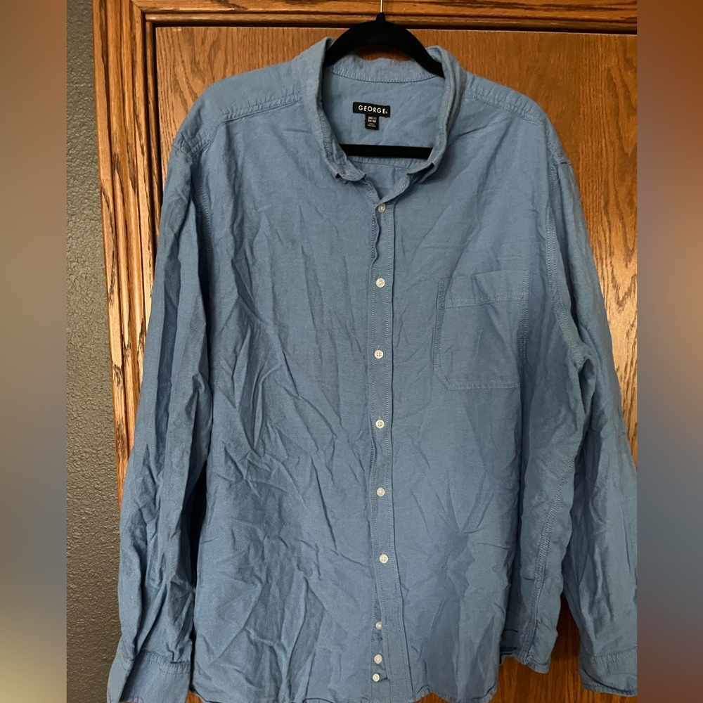 George 3XL, 54-56 long-sleeved baby blue oxford